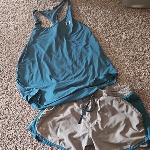 Under Armour Blue Tank and Gray Shorts Combo